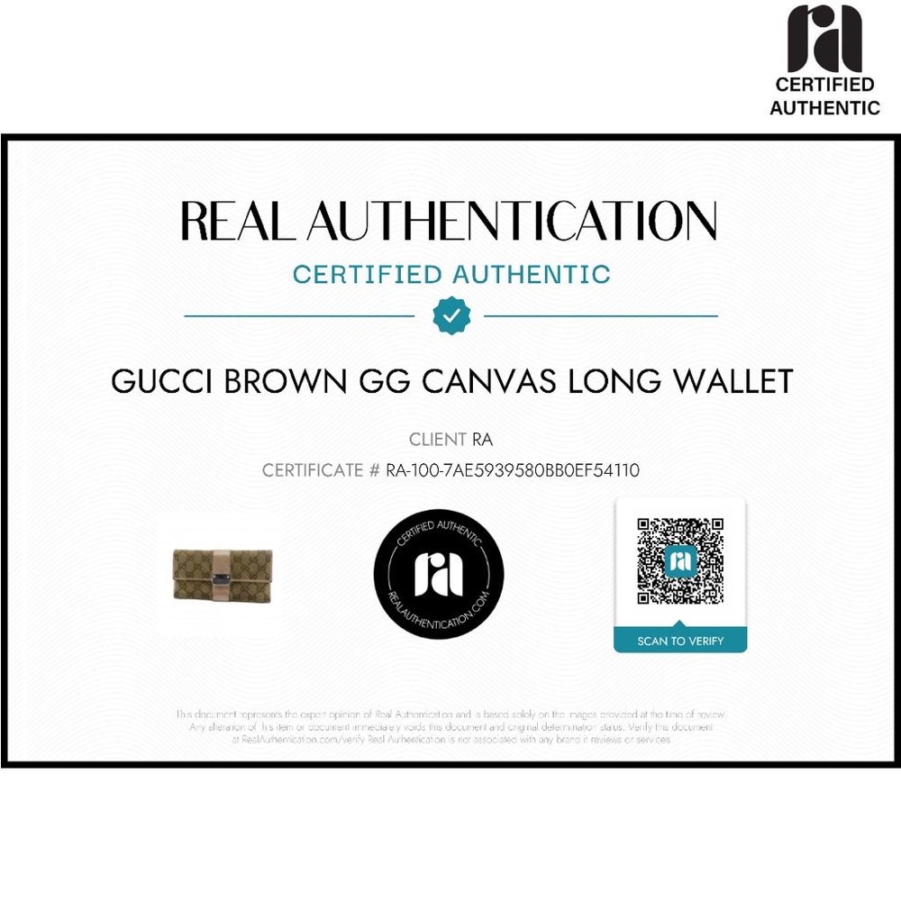 Authentic Gucci Brown Monogram Continental Wallet w/Metallic Taupe Strap & COA - Picture 16 of 16